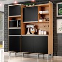 Ver imagem 2 de Kit Cozinha Compacta 5 Portas 160 Cm Isabel Amendoa Preto Reajl Moveis