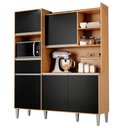 Ver imagem 1 de Kit Cozinha Compacta 5 Portas 160 Cm Isabel Amendoa Preto Reajl Moveis