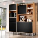 Ver imagem 3 de Kit Cozinha Compacta 5 Portas 160 Cm Isabel Amendoa Preto Reajl Moveis