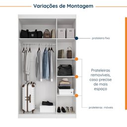 Guarda Roupas Modulado com Espelho 3 Portas com Cabideiro Hera CabeCasa MadeiraMadeira - 4