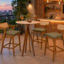Ver imagem 1 de Conjunto Bistrô Maciço 3 Banquetas - Oslo - Imperial Móveis:Linho Verde Oliva