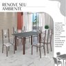Conjunto Sala de Jantar Bahia Mesa Tubo 140x75cm Tampo Madeira com 6 Cadeiras - 6