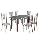 Ver imagem 2 de Conjunto Sala de Jantar Bahia Mesa Tubo 140x75cm Tampo Madeira com 6 Cadeiras