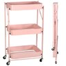 Carrinho Multiuso Organizador Dobrável com 3 Prateleiras - Rosa - 1