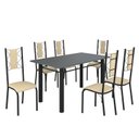 Ver imagem 2 de Conjunto Sala de Jantar Bahia Mesa Tubo 140x75cm Tampo Madeira com 6 Cadeiras