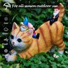 Artooz Estátua de Gatos com Gnomo de Jardim em Resina - 4