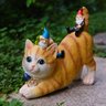 Artooz Estátua de Gatos com Gnomo de Jardim em Resina - 9