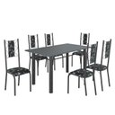 Ver imagem 2 de Conjunto Sala de Jantar Bahia Mesa Tubo 140x75cm Tampo Madeira com 6 Cadeiras