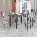 Ver imagem 1 de Conjunto Sala de Jantar Bahia Mesa Tubo 140x75cm Tampo Madeira com 6 Cadeiras