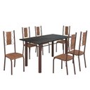 Ver imagem 2 de Conjunto Sala de Jantar Bahia Mesa Tubo 140x75cm Tampo Madeira Indiano com 6 Cadeiras