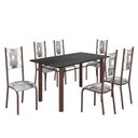 Ver imagem 2 de Conjunto Sala de Jantar Bahia Mesa Tubo 140x75cm Tampo Madeira Indiano com 6 Cadeiras