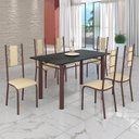 Ver imagem 1 de Conjunto Sala de Jantar Bahia Mesa Tubo 140x75cm Tampo Madeira Indiano com 6 Cadeiras