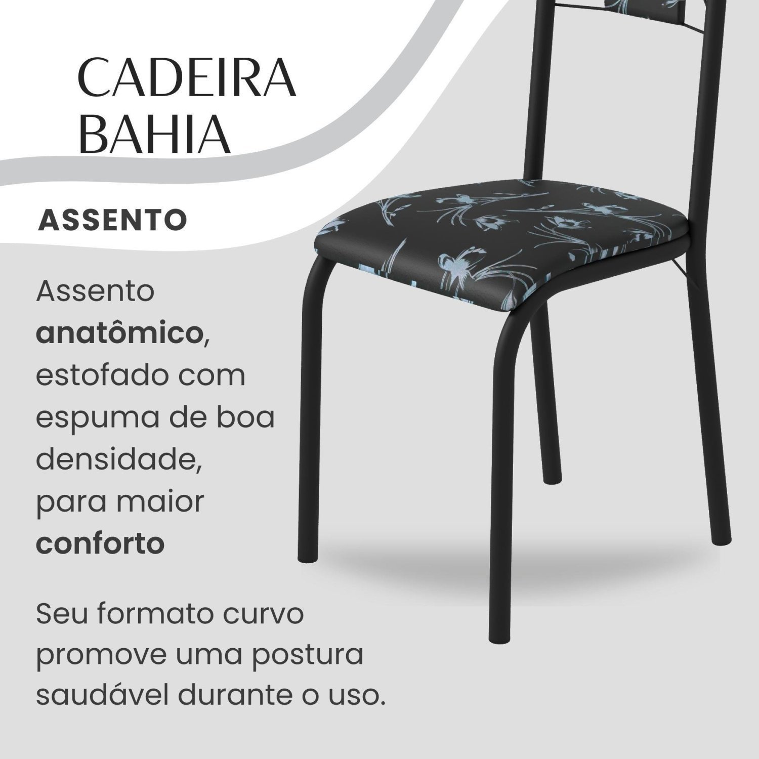Conjunto Sala de Jantar Bahia Mesa Tubo 140x75cm Tampo Madeira Indiano com 6 Cadeiras - 8