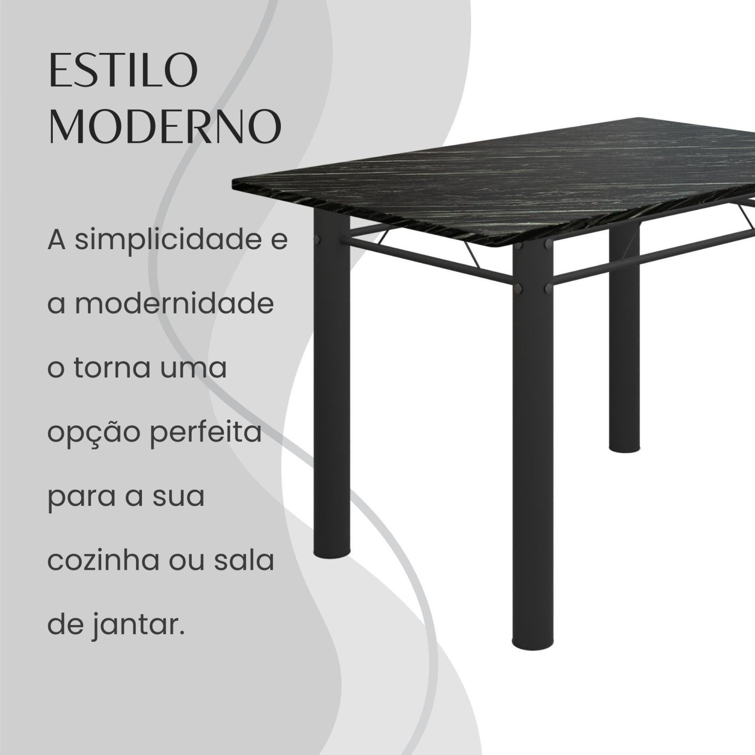 Conjunto Sala de Jantar Bahia Mesa Tubo 140x75cm Tampo Madeira Indiano com 6 Cadeiras - 7