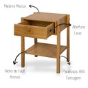 Ver imagem 5 de Mesa de Cabeceira 1 Gaveta Madeira Maciça Flórida Marrom
