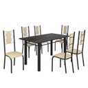 Ver imagem 2 de Conjunto Sala de Jantar Bahia Mesa Tubo 140x75cm Tampo Madeira Indiano com 6 Cadeiras