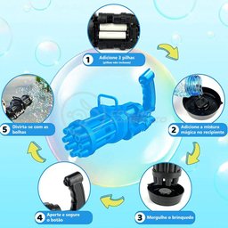 Máquina Elétrica Tiktok Lança Bolhas Azul - 7