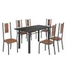 Conjunto Sala de Jantar Bahia Mesa Tubo 140x75cm Tampo Madeira Indiano com 6 Cadeiras - 2
