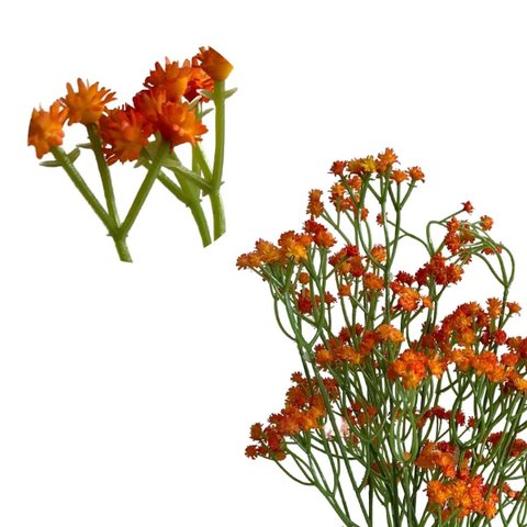 Kit com 7 Galhos Mosquitinho Artificial Laranja para Arranjos Decorativos