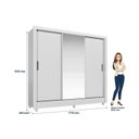 Ver imagem 4 de Guarda Roupa Solteiro com Espelho 3 Portas de Correr e 2 Gavetas Roma Branco
