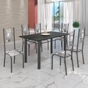 Ver imagem 1 de Conjunto Sala de Jantar Bahia Mesa Tubo 140x75cm Tampo Madeira Indiano com 6 Cadeiras