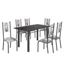 Ver imagem 2 de Conjunto Sala de Jantar Bahia Mesa Tubo 140x75cm Tampo Madeira Indiano com 6 Cadeiras