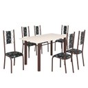 Ver imagem 2 de Conjunto Sala de Jantar Bahia Mesa Tubo 140x75cm Tampo Madeira com 6 Cadeiras