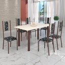 Ver imagem 1 de Conjunto Sala de Jantar Bahia Mesa Tubo 140x75cm Tampo Madeira com 6 Cadeiras