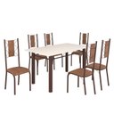 Ver imagem 2 de Conjunto Sala de Jantar Bahia Mesa Tubo 140x75cm Tampo Madeira com 6 Cadeiras