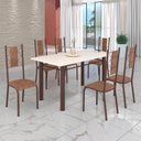 Ver imagem 1 de Conjunto Sala de Jantar Bahia Mesa Tubo 140x75cm Tampo Madeira com 6 Cadeiras