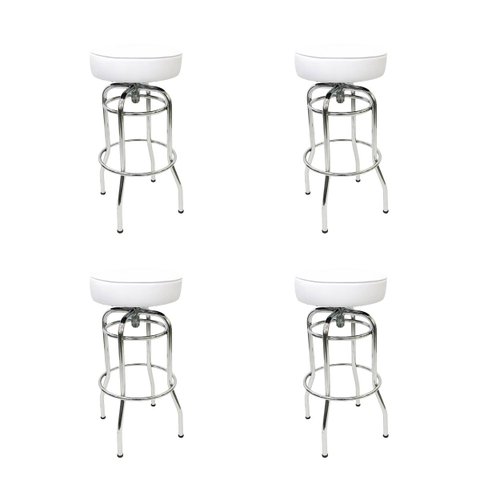 Kit 4 Unidades Banqueta Altura 65cm Bar Giratória Cromada assento branco Poltronas do Sul Banqueta B