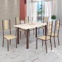 Ver imagem 1 de Conjunto Sala de Jantar Bahia Mesa Tubo 140x75cm Tampo Madeira com 6 Cadeiras