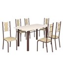 Ver imagem 2 de Conjunto Sala de Jantar Bahia Mesa Tubo 140x75cm Tampo Madeira com 6 Cadeiras