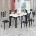 Ver imagem 1 de Conjunto Sala de Jantar Bahia Mesa Tubo 140x75cm Tampo Madeira com 6 Cadeiras