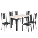 Ver imagem 2 de Conjunto Sala de Jantar Bahia Mesa Tubo 140x75cm Tampo Madeira com 6 Cadeiras