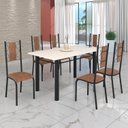 Ver imagem 1 de Conjunto Sala de Jantar Bahia Mesa Tubo 140x75cm Tampo Madeira com 6 Cadeiras