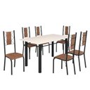 Ver imagem 2 de Conjunto Sala de Jantar Bahia Mesa Tubo 140x75cm Tampo Madeira com 6 Cadeiras