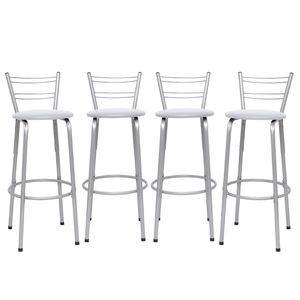 Kit 4 Banquetas para Balcão Flórida Prata Bistrô Ilhas Cozinha Gourmet Bares
