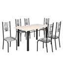 Ver imagem 2 de Conjunto Sala de Jantar Bahia Mesa Tubo 140x75cm Tampo Madeira com 6 Cadeiras