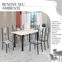 Ver imagem 6 de Conjunto Sala de Jantar Bahia Mesa Tubo 140x75cm Tampo Madeira com 6 Cadeiras