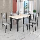 Ver imagem 1 de Conjunto Sala de Jantar Bahia Mesa Tubo 140x75cm Tampo Madeira com 6 Cadeiras