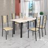 Conjunto Sala de Jantar Bahia Mesa Tubo 140x75cm Tampo Madeira com 6 Cadeiras - 1