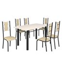 Ver imagem 2 de Conjunto Sala de Jantar Bahia Mesa Tubo 140x75cm Tampo Madeira com 6 Cadeiras