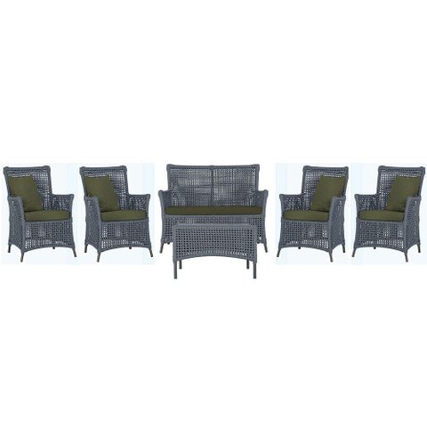 Jogo Sofá 4 Poltronas e Mesa Igapó Preta E13 Trama Original Prata