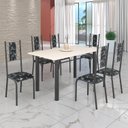 Ver imagem 1 de Conjunto Sala de Jantar Bahia Mesa Tubo 140x75cm Tampo Madeira com 6 Cadeiras