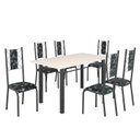 Ver imagem 2 de Conjunto Sala de Jantar Bahia Mesa Tubo 140x75cm Tampo Madeira com 6 Cadeiras