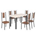 Ver imagem 2 de Conjunto Sala de Jantar Bahia Mesa Tubo 140x75cm Tampo Madeira com 6 Cadeiras