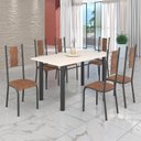 Ver imagem 1 de Conjunto Sala de Jantar Bahia Mesa Tubo 140x75cm Tampo Madeira com 6 Cadeiras