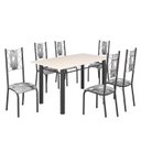 Ver imagem 2 de Conjunto Sala de Jantar Bahia Mesa Tubo 140x75cm Tampo Madeira com 6 Cadeiras