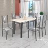 Conjunto Sala de Jantar Bahia Mesa Tubo 140x75cm Tampo Madeira com 6 Cadeiras - 1